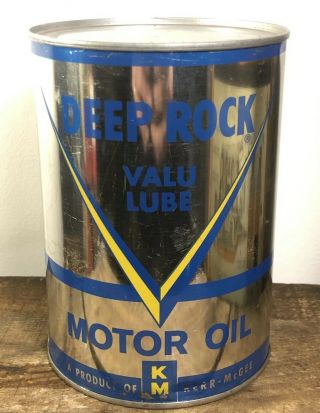 Vtg Deep Rock Valu Lube 1 Quart Motor Oil Can Metal Kerr - Mcgee Rare