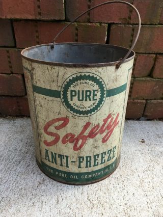 Vintage 1 Gallon Pure Oil Company Safety Antifreeze Can Advertising Usa