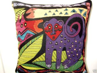 Laurel Burch Friends Amazonie Jungle Safari Decorative Tapestry Throw Pillow Nwt