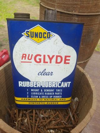 Vintage Sunoco Ru Glyde Clear Rubber Lube Maine Barn Find Pics On All Sides Usa☆