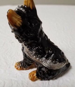 WELFORTH YORKSHIRE TERRIER PEWTER HINGED TOP BEJEWELED WITH CRYSTALS 4