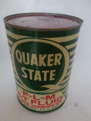 Vintage Quaker State Motor Oil Tin Can - 1us.  Fl.  Quart