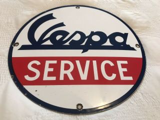 Vintage Vespa Sales Service Porcelain Sign Gas Scooter Dealership Plate Moped