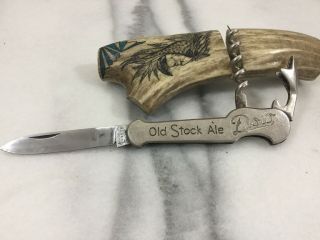 Vintage Dow Old Stock Ale Advertising Pocket Knife Opener Corkscrew