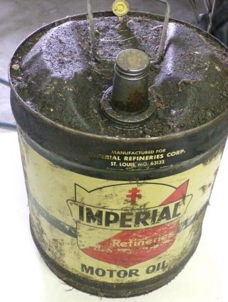 Vintage Imperial Motor Oil 5 Gallon Can Collectible Advertising