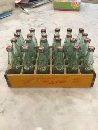 Vintage Coca Cola 24 Pack Miniature Bottles.  Crate Is Wooden.  All Bottles Capped