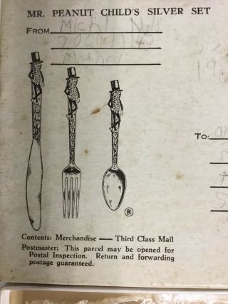 Vintage Planter ' s Mr.  Peanut Silver Plated Children ' s Fork & Spoon Set w/Box NOS 2