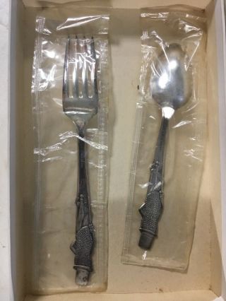 Vintage Planter ' s Mr.  Peanut Silver Plated Children ' s Fork & Spoon Set w/Box NOS 4