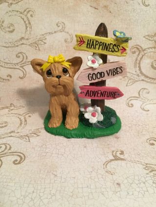 Yorkie Yorkshire Terrier Dog Ooak Sculpture Good Vibes Polymer Clay