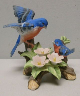 Arnart Royal Carlton Eastern Blue Bird On Branch W/ Flowers Porcelain 1988