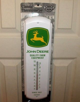 John Deere Since 1837`farm Equipment`metal Thermometer`sealed`licensed - 2 Us