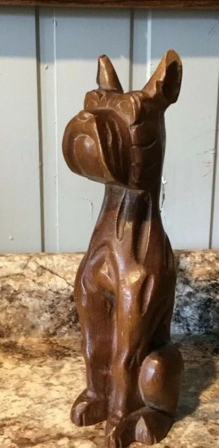 Boxer Wood Hand Carved Folk Art Dog 9”