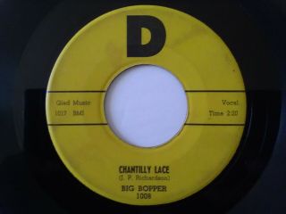 The Big Bopper Chantilly Lace B/w Purple People Eater 45 D Records 1008