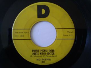 The Big Bopper Chantilly Lace b/w Purple People Eater 45 D Records 1008 2