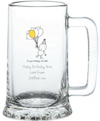 PERSONALISED Novelty CRYSTAL PINT Glass TANKARDS Gifts Gift Ideas for Her Him 5