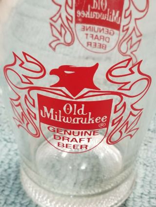 Vintage OLD MILWAUKEE Beer HEAVY Glass Bar Pub Pitcher 4