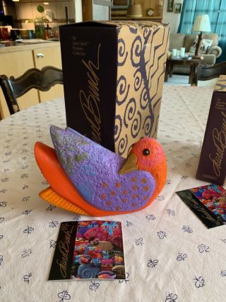 Collectible Laurel Burch Hand Painted Song Bird Figurine 7 1/2 X 6 " Tall Resin