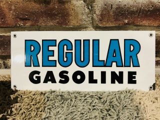 Vintage Regular Gasoline Porcelain Gas Pump Plate Sign