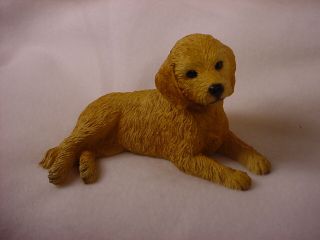 Goldendoodle Dog Hand Painted Figurine Resin Statue Golden Doodle Puppy