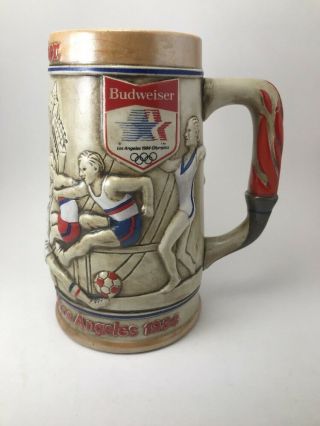 Vintage Ceramarte Budweiser 1984 LA Los Angeles Olympic Stein Cycling Beer MUG 2