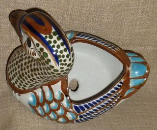 HAND MADE & HAND PAINTED MEXICAN FOLK ART POTTERY DUCK PLANTER MATEOS,  MEXICO 6
