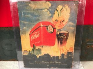 Rare 1930 Coca Cola Cardboard Soda Advertising Sign Antique Store Display 2