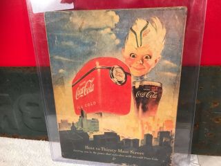 Rare 1930 Coca Cola Cardboard Soda Advertising Sign Antique Store Display 3