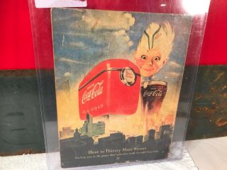 Rare 1930 Coca Cola Cardboard Soda Advertising Sign Antique Store Display 4