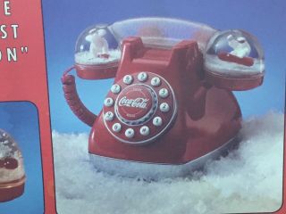 Coca - Cola Collectible Snow Dome Red Telephone Push Button Never Out Of Box 2