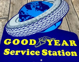 Vintage Good Year Service Station Advertising 12 " X 8 " Baked Metal Gas Oil Sign