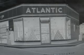 1958 Two Atlantic Gas Station Negatives 1rt 15 & Lamoka,  Savona Ny Large