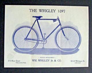 1897 Wm Wrigley Bicycle Advertising Flyer Folder