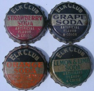 Elk Club Soda Bottle Caps;1942 - 49; Beaudoin Brothers,  Ledminster,  Ma; Cork