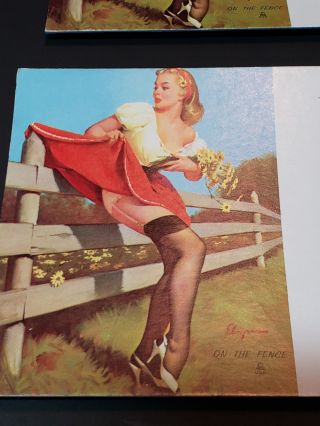 6 Vintage Gil Elvgren Pin Up Blotter Cards For Baldwin Belting Inc.  Advertising 5