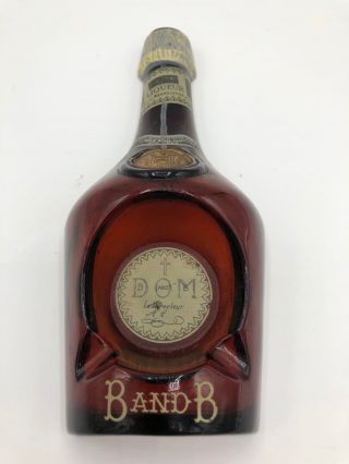Benedictine Dom Ashtray B&b Glass Bottle Shaped 7 " Vintage Liqueur