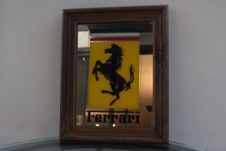 Ferrari Logo Wall Art Picture Store Display Glass Mirror Wood Frame