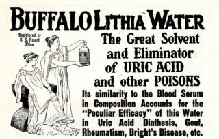 1902 Ad Vintage Buffalo Lithia Water Medical Quack Halls Hair Renewer Tonic