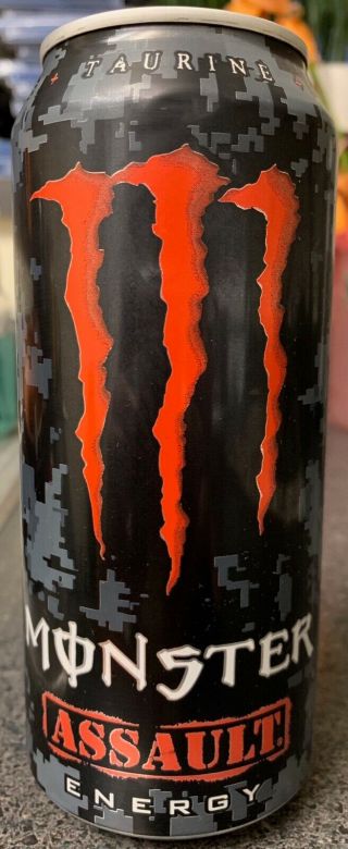 Monster Assault Energy Drink 16 Fl Oz Full Can Taurine B Vitamins L - Carnitin