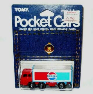 Tomy Pocket Cars Tomica No.  7 Fuso Pepsi Truck,  On Card