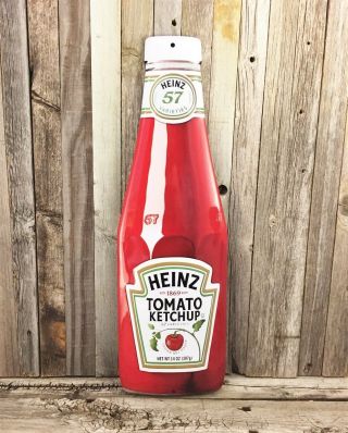 Heinz Tomato Ketchup Bottle Cut Out Ande Rooney Metal Sign Restaurant Decor 21 "