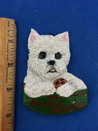 July Xmas Westie Dog Christmas Ornament Ooak Sculpture Painting By Artist