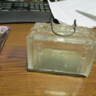 Glass Suitcase Candy Container With Tin Closure And Metal Handle