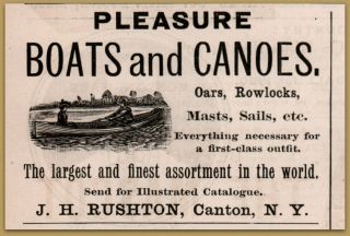 1890 B Rushton Pleasure Boats Canoes Oars Rowlocks Water Craft Print Ad
