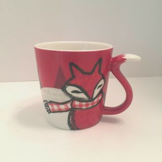 Starbucks Christmas Collectible Coffee Cup Mug Red Fox Holiday 2016 12 Oz.  Rare