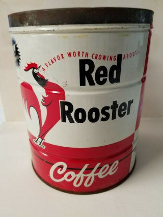 Vintage Red Rooster Coffee Can 2lb No Cover