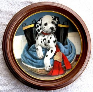1993 Pup In Boots Limited Edition Fine Porcelain By Linda Picken Nicely Framed.