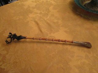 Vintage Rare Large - Fancy Back Scratcher With Deer Face Made In Italy