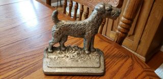 Vintage Rare Heavy Silver Metal Airedale Terrier Standing Dog - Pewter??