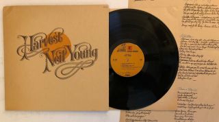 Neil Young - Harvest - 1972 Us 1st Press Textured Cover W/ Poster Ms 2032 (ex)