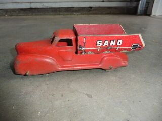 1940s Marx Sand Gravel Pressed Steel Toy Dump Truck 9 " Version Wood Wheels